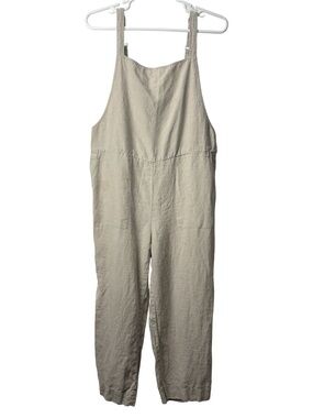 Eileen Fisher organic Linen Wide Leg Jumpsuit Overalls cream lagen look Size L